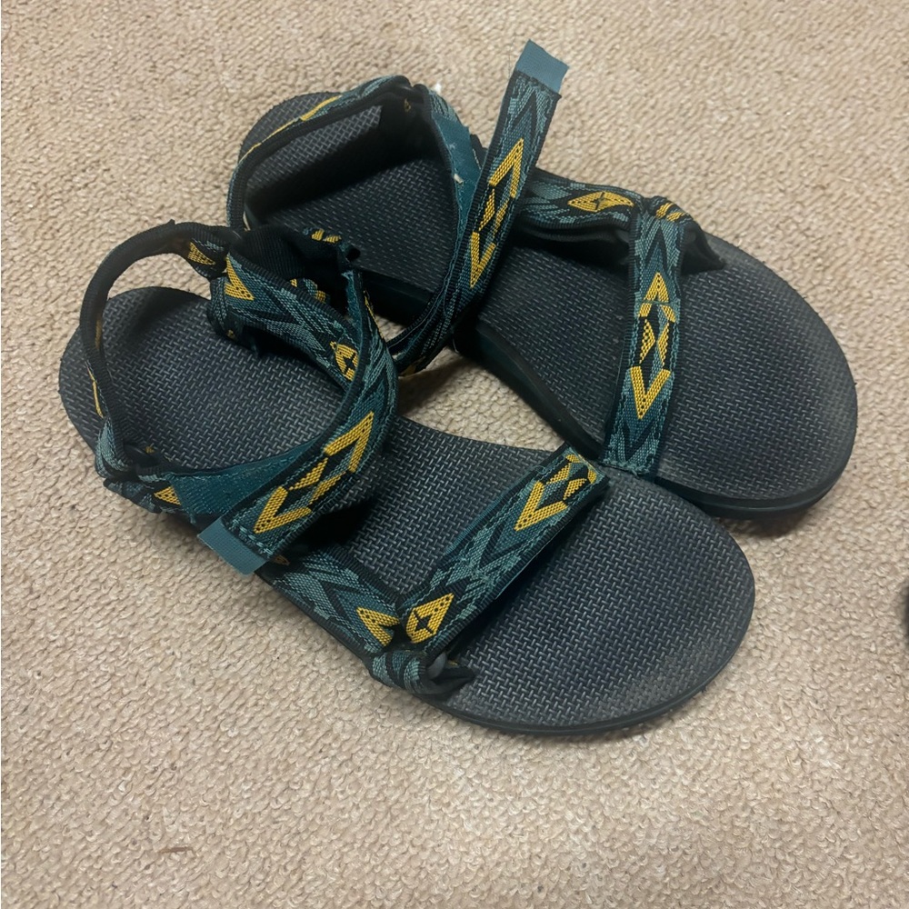Teal and Yellow Teva Sandals